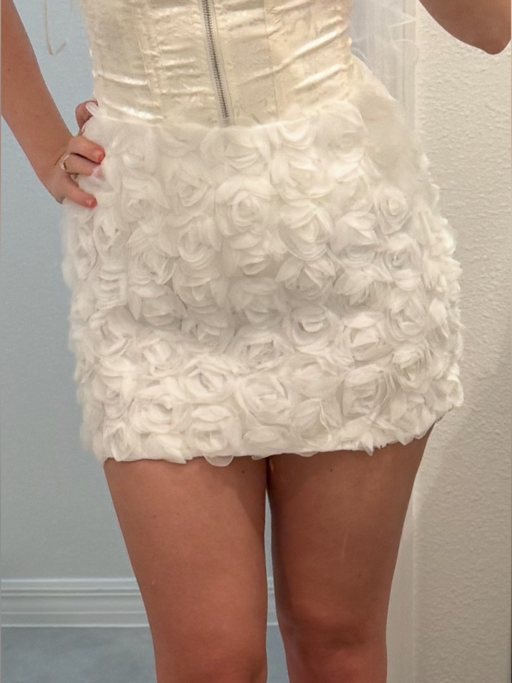 AKIRA White Rosette Mini Skirt